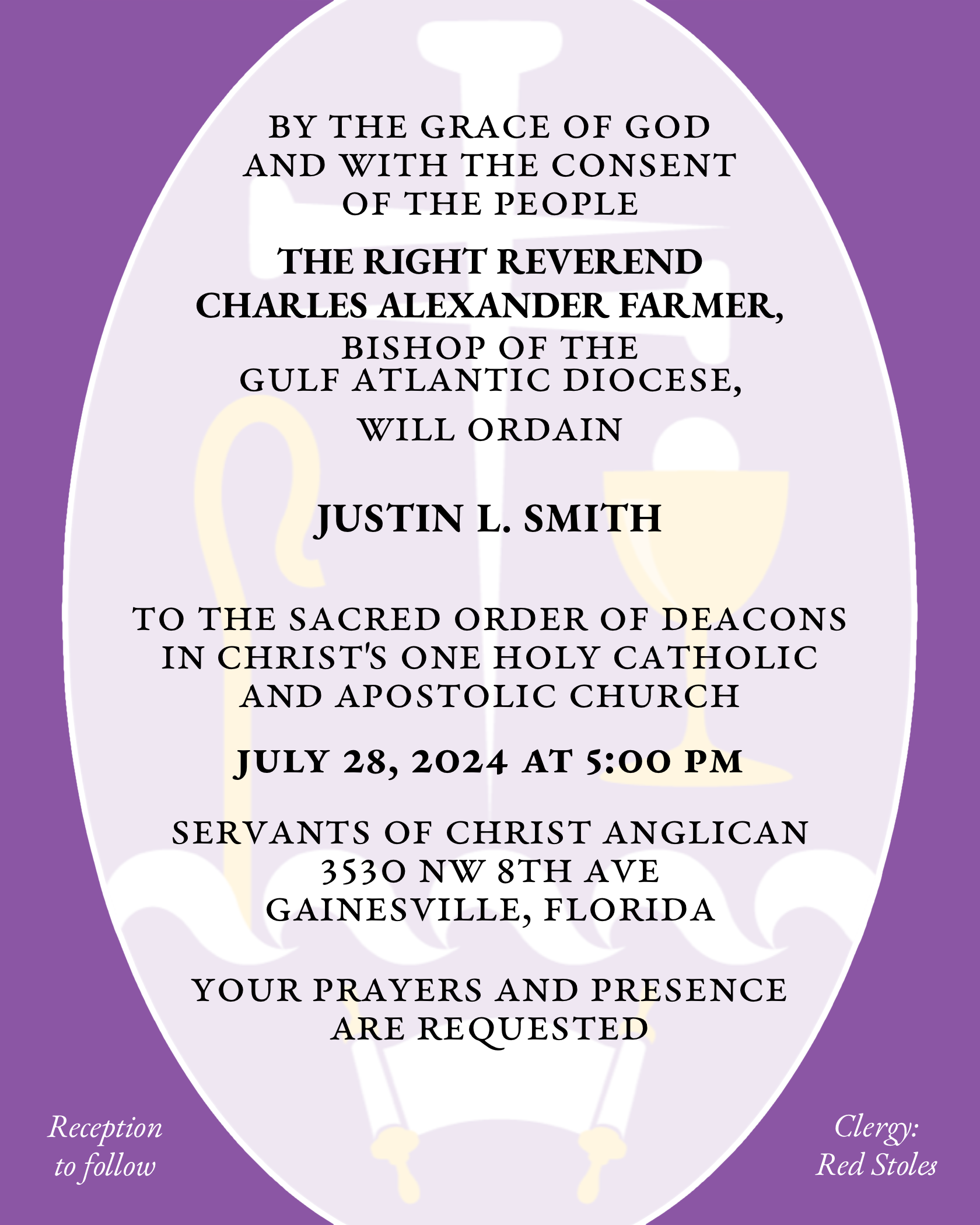 Featured image for “Ordination of Justin Smith to the Diaconate”